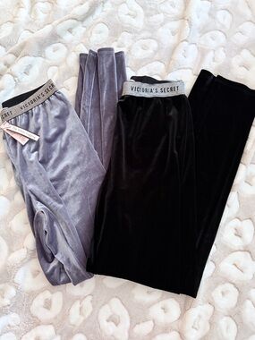 Victoria's Secret Velvet Leggings - Silver Gray & Black Sz XS D16